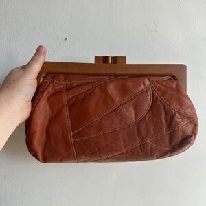 1970’s Genuine Leather Brown Quilted Snap Clutch Purse